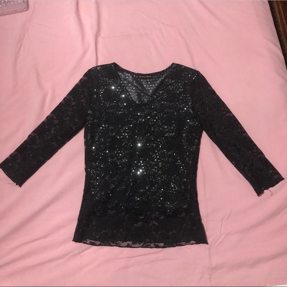 Black Lace Top with Sparkly Camisole (attached)